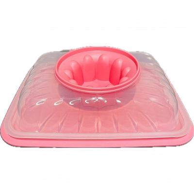 Pote de Armazenamento Mágica Retangular para Sobremesas Plástico Vedação Hermética Rosa Tupperware