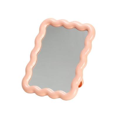 Espelho de Mesa Ondas Retangular Moldura Plástica para Decoração Rosa Imaginarium