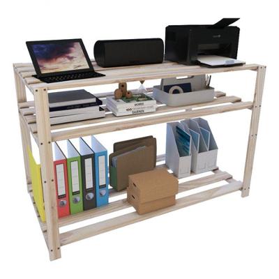 Gabinete Armario de Livros Vertical Rústico 3 Prateleiras 3 Nichos Madeira Amadeirado Technox