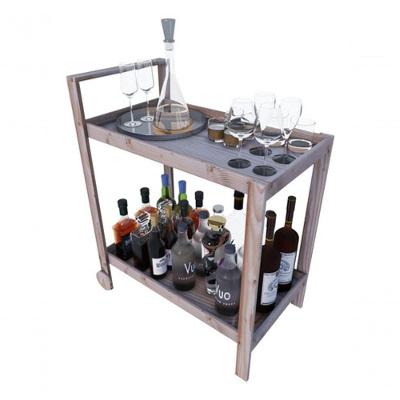 Carrinho Auxiliar de Serviço Gourmet 3 Prateleiras Madeira Pinus 64CM Amadeirado Technox