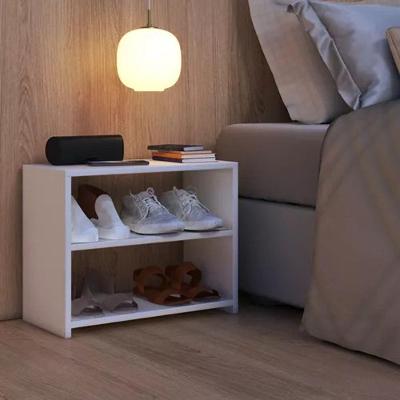 Mesa de Cabeceira Mesa Cabiceira Baixa sem Gavetas Madeira Moderno Branco Technox