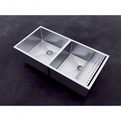 Cuba Dupla Gourmet Retangular de Embutir Aço Inox Escovado Prateado Technox 44CM
