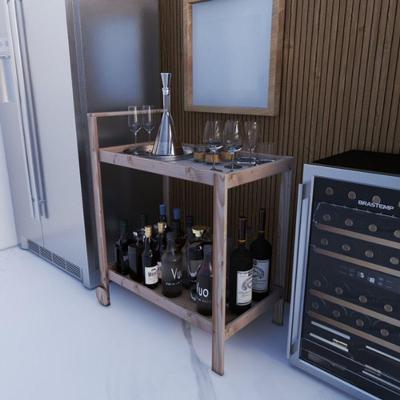 Carrinho Bar Carrinho Gourmet 3 Prateleiras Madeira Pinus 64CM Amadeirado Technox
