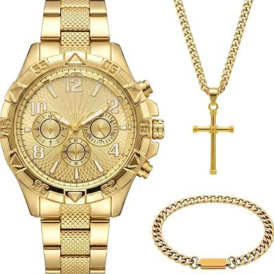Conjunto Masculino Spaceman Dragon Analógico Aço Inox Banhado Dourado Orizom