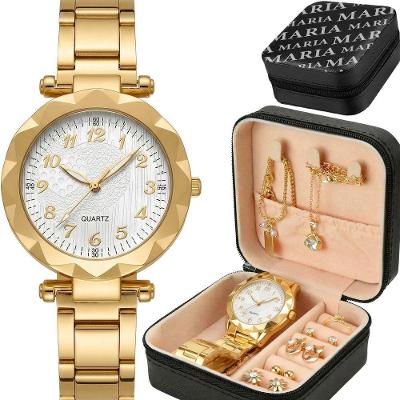 Kit de Acessórios Feminino Orizom Maria em Aço Inox Dourado com Porta-Joias e Colar e Pulseira