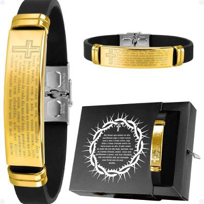 Pulseira Orizom Spaceman Aço 21CM 12MM Dourado Banhada a Ouro Masculino
