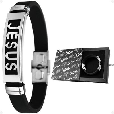 Pulseira Orizom Masculino Jesus Aço Inoxidável 21cm Masculino