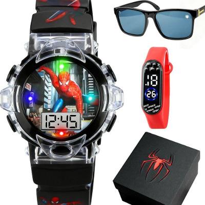 Kit Infantil Orizom Kids Homem-Aranha Relógio Digital com Pulseira de Plástico e Óculos de Sol
