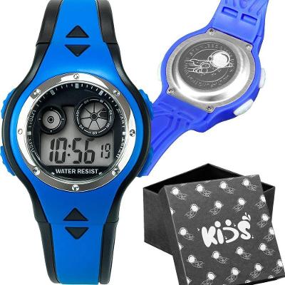 Relógio Digital Infantil Kids em Silicone com LED Azul e Preto Orizom