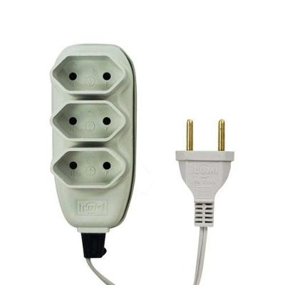 Extensão Tripla 5 Metros 2P 10A Cinza Ilumi Materiais Elétricos