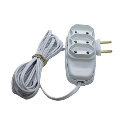 Extensão Tripla 2P10A 3 Tomadas Cabo 8M Bivolt Branca Ilumi Materiais Elétricos