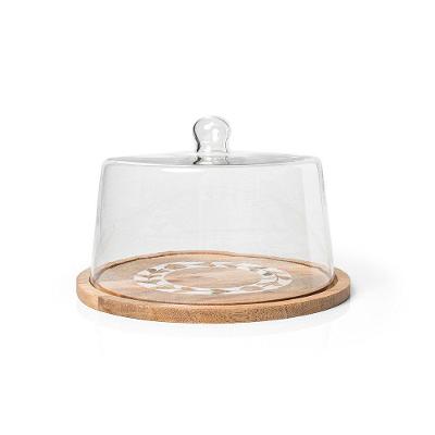 Boleira Primavera com Tampa em Vidro Madeira Artesanal Design Exclusivo para Servir Amadeirado Copa