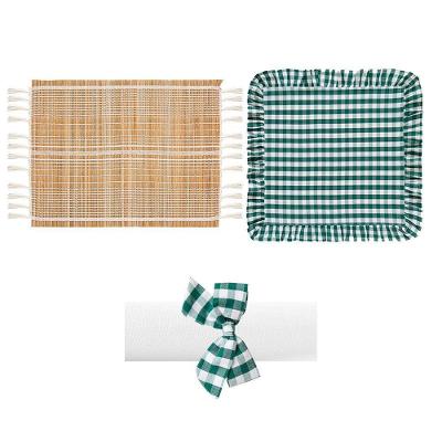 Kit de Mesa Posta São João com Jogo Americano Guardanapo e Anel Off White 4 Pessoas Copa & Cia