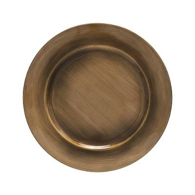 Sousplat Basic Gold Antique em Polipropileno e Carbono de Cálcio 6 Peças Decorativo para Mesa Copa &
