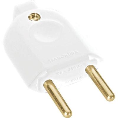 Plug Macho 2P 20A com Prensa Cabo para Instalacao Bivolt Branco Tramontina