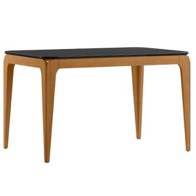 Mesa Aurea 6 Lugares Retangular Vidro 120x80CM Preta New Ceval Móveis