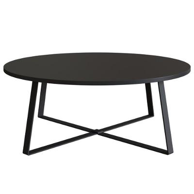 Mesa de Centro Industrial Redonda MDP Metal Pintado 80CM Preto Fosco Metta Mobili