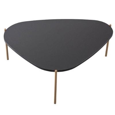 Mesa de Centro Nero Orgânico MDF Aço 77CM Preto Base Dourada Artesano Móveis