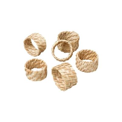 Anéis de Guardanapo Rattan Natural Rústico para Jantar Amadeirado 6 Unidades Rafimex