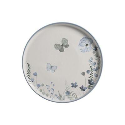 Prato Raso Amor de Primavera 28CM Cerâmica Floral para Uso Diário Branco Cerâmica Scalla
