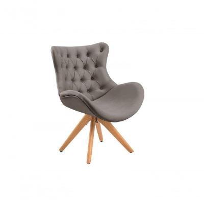 Poltrona Decorativa Egg Capitone com Pés Palito Suede Cinza Unidecor 79CM