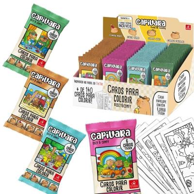 Kit de Cards para Colorir Brincadeira de Criança Cozy & Comfy Capivaras 24 Cards Estilo Bobbie Goods