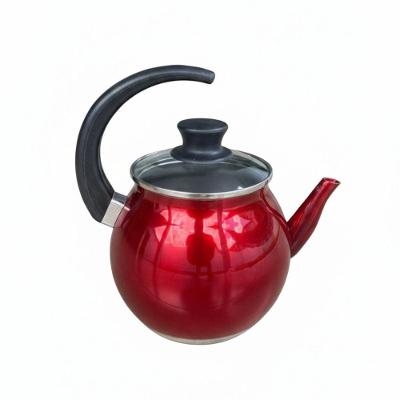 Chaleira Bola 2,6L com Tampa de Vidro Vermelho Brilhante Belmar