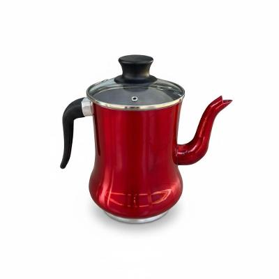 Bule Gourmet para Café e Chá em Alumínio com Tampa de Vidro Temperado Vermelho Brilhante Belmar 2L