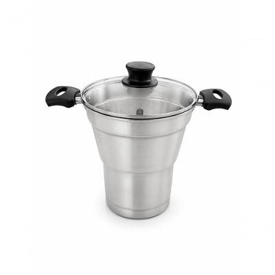 Cuscuzeira Alumínio Reforçado Grande com Grelha Removível e Tampa de Vidro para Cozinha Inox Docesar