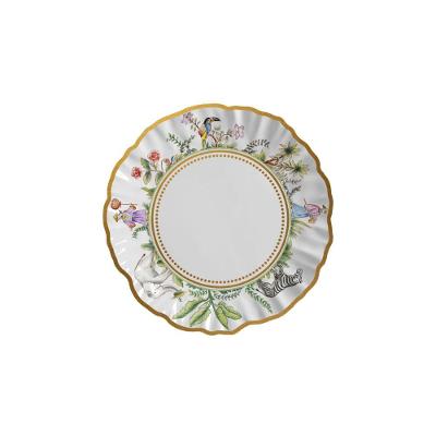 Prato Raso Orient Bloom Cerâmica Estampado Floral para Uso Diário Branco Maison Blanche 27,5CM
