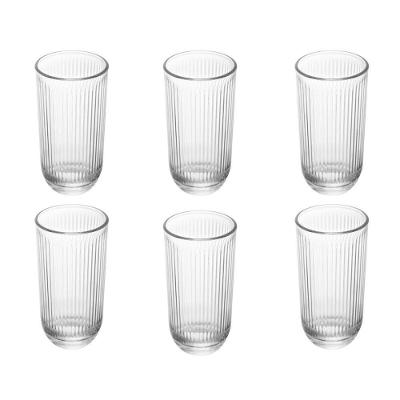 Copo Alto Canelado em Vidro Elegante e Resistente Transparente Lyor 233ML