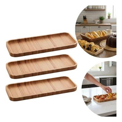 Travessas Bandejas Retangulares Bambu Amadeirado para Cozinha Lyor 3 Unidades