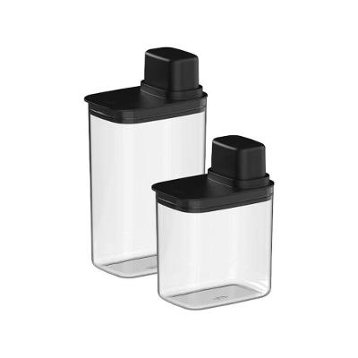Kit de Potes Herméticos para Mantimentos com Tampa Medidora 1,5L e 2,3L Preto Ou