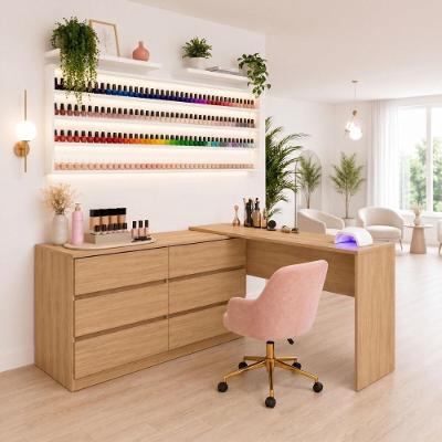 Mesa de Manicure em l MP6067 Elegance 6 Gavetas MDF-MDP Amadeirado Multimóveis