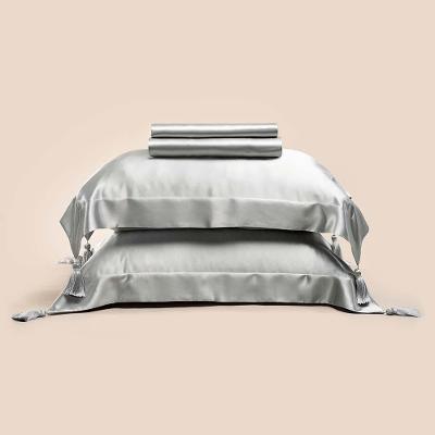 Jogo de Cama Seda Mulberry King 4 Peças 100% Seda Cetim Cinza Altenburg