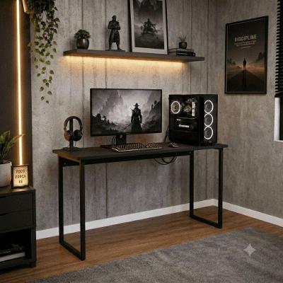 Escrivaninha Gamer Office 1,10 Industrial sem Gavetas MDF 110CM Preto KLM Store