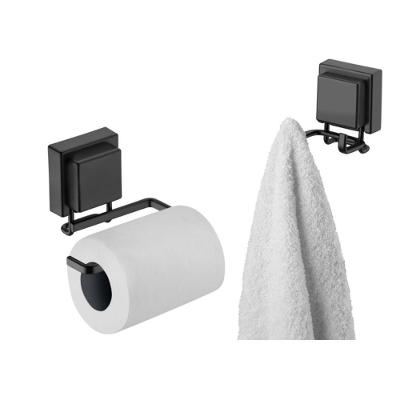 Acessório para Banheiro Kit 8052PT e 8055PT Fixação por Ventosa Aço Carbono sem Furos Preto Future