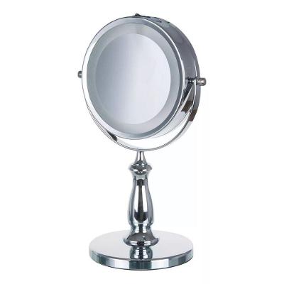 Espelho de Mesa com LED e Zoom 5x Dupla Face Rotação 360° Prata Uny Home