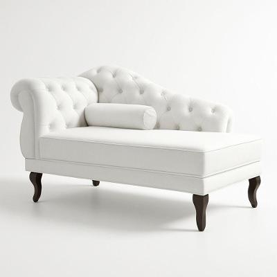 Divã Recamier Divani 2 Lugares Veludo Capitonê Pés Luis XV Branco 150CM