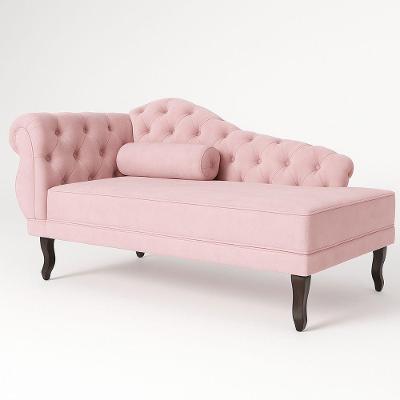 Divã Recamier Divani com Capitonê em Veludo Confortável Rosa 150CM Divani