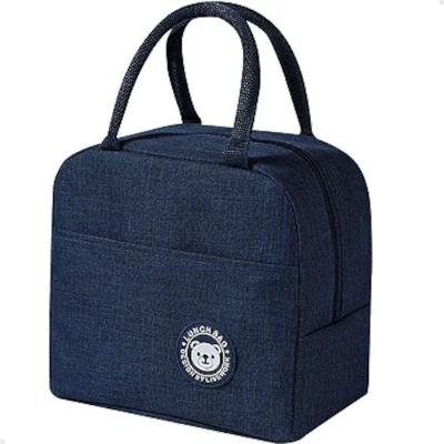 Bolsa Térmica Marmita Sacola Lancheira Marmiteira Poliéster Bolsinho Frontal Academia Escola Azul