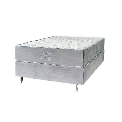 Conjunto Box Casal Jasmim Plus Molas Ensacadas Tecido Poliéster Cinza Thais Estofados 138CM