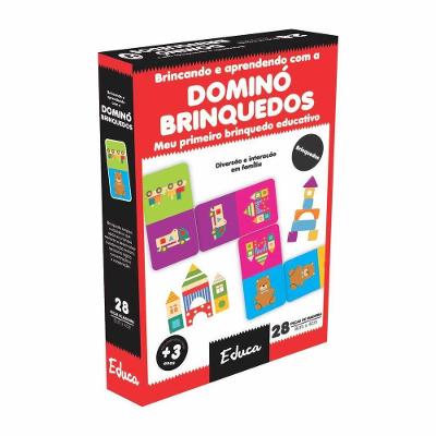 Brinquedo Educativo Dominó Brincando e Aprendendo Desenvolve Percepção MDF 28 Peças