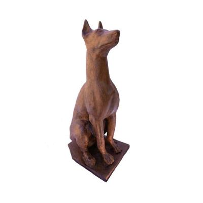 Escultura Cachorro Dobermann em Ferro Fundido Preto Pronto Artes 90CM