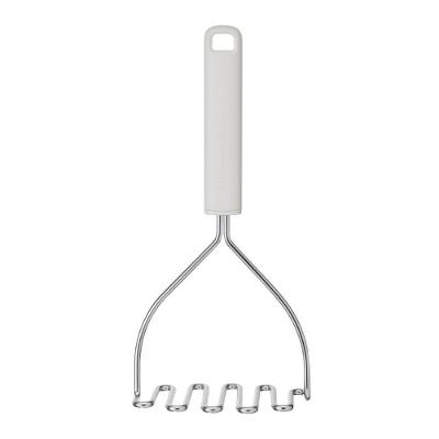 Amassador Batata Inox Cozinha Profissional Aço Inoxidável e ABS Cabo Ergonômico para Pendurar Branco