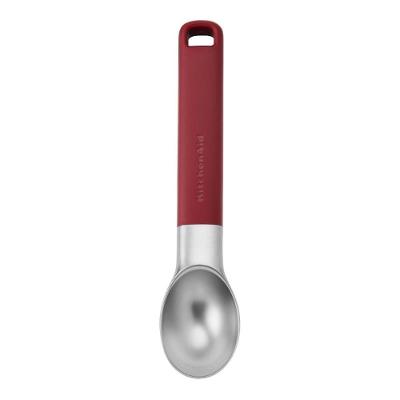 Colher Concha para Sorvete e Açaí Zinco e ABS Livre de BPA Cabo Ergonômico Cozinha Moderna Vermelho