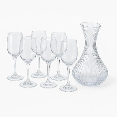 Conjunto de Taças e Decanter Vidro Kit 7 Peças Melhora Aroma e Sabor do Vinho Transparente GMB