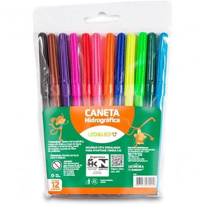 Caneta Leo & Leo Hidrocor Plus 12 Cores Laváveis Ponta Fina 2,0mm com 12 Unidades Roxo