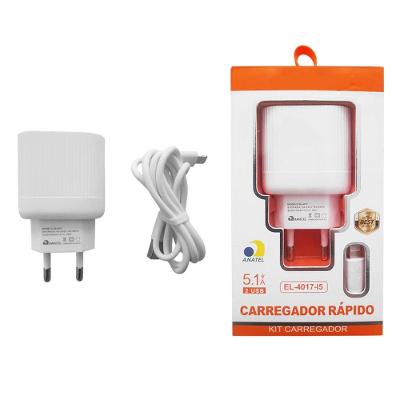Carregador Draik EL-4017-I5 2 USB Bivolt 5.1A 25W com Cabo USB Lightning