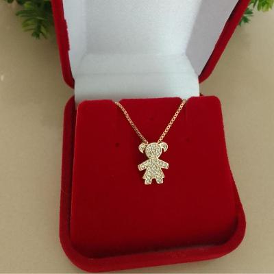 Colar Jhulia Joias e Semi Joias com Pingente Menina Filha em Zircônias Banhado a Ouro Feminino
